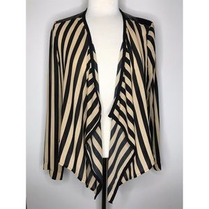NWT STRIPED JACKET W/ FAUX LEATHER GOLD ZIPPER